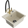 Mexen Milo single-bowl granite sink with Duo kitchen faucet, beige - 6505-69-671701-57-B