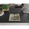 Mexen Milo granite kitchen sink with 1 bowl and Duo kitchen faucet, beige - 6505-69-671701-70-B