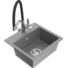 Mexen Milo 1-bowl granite kitchen sink with Duo faucet, gray - 6505-71-671701-07