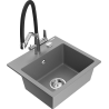 Mexen Milo 1-bowl granite sink with Duo kitchen faucet, gray - 6505-71-671701-07