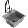 Mexen Milo 1-bowl granite sink with Duo kitchen faucet, gray - 6505-71-671701-07-B