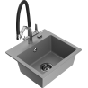 Mexen Milo granite single-bowl kitchen sink with Duo faucet, gray - 6505-71-671701-07-B