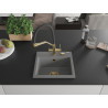 Mexen Milo 1-bowl granite sink with kitchen faucet Duo, gray - 6505-71-671701-57-G