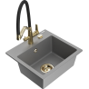 Mexen Milo 1-compartment granite sink with a kitchen mixer tap Duo, grey - 6505-71-671701-57-G
