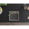 Mexen Milo granite 1-bowl kitchen sink with Duo faucet, gray - 6505-71-671701-57-B