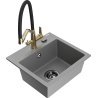 Mexen Milo 1-bowl granite sink with Duo kitchen faucet, gray - 6505-71-671701-57-B