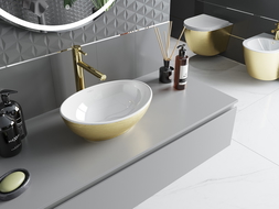 Mexen Elza countertop washbasin 40 x 33 cm, White/gold line pattern - 21014017