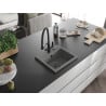 Mexen Milo 1-bowl granite sink with Duo kitchen faucet, gray - 6505-71-671701-70-B