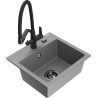 Mexen Milo 1-bowl granite sink with Duo kitchen faucet, gray - 6505-71-671701-70-B