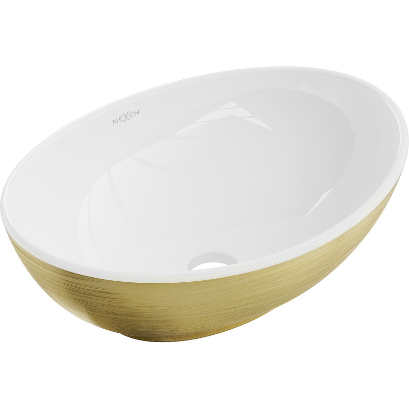 Mexen Elza countertop sink 40 x 33 cm, white/gold line pattern - 21014017