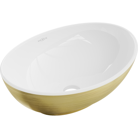Mexen Elza countertop washbasin 40 x 33 cm, White/gold line pattern - 21014017