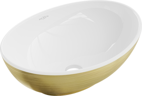 Mexen Elza countertop washbasin 40 x 33 cm, White/gold line pattern - 21014017