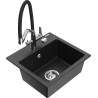Mexen Milo granite kitchen sink 1-bowl with kitchen faucet Duo, black/silver metallic - 6505-73-671701-07