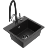 Mexen Milo 1-bowl granite sink with Duo kitchen faucet, black/silver metallic - 6505-73-671701-07-B