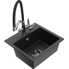 Mexen Milo granite kitchen sink single-bowl with Duo kitchen tap, black/silver metallic - 6505-73-671701-07-B