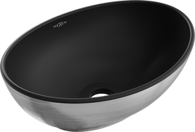Mexen Elza countertop washbasin 40 x 33 cm, black matte/silver line pattern - 21014023