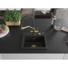 Mexen Milo 1-bowl granite sink with Duo kitchen faucet, black/silver metallic - 6505-73-671701-57-G