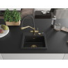 Mexen Milo granite kitchen sink 1-bowl with Duo kitchen faucet, black/silver metallic - 6505-73-671701-57-G