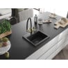 Mexen Milo granite kitchen sink with single bowl and Duo kitchen faucet, black/silver metallic - 6505-73-671701-57-B