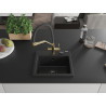 Mexen Milo granite kitchen sink with single bowl and Duo kitchen faucet, black/silver metallic - 6505-73-671701-57-B