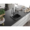 Mexen Milo granite kitchen sink 1-bowl with Duo kitchen faucet, black/silver metallic - 6505-73-671701-70-B
