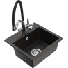 Mexen Milo 1-bowl granite sink with Duo kitchen faucet, black/gold metallic - 6505-75-671701-07