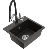 Mexen Milo 1-bowl granite sink with Duo kitchen faucet, black/golden metallic - 6505-75-671701-07