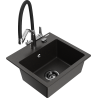 Mexen Milo granite kitchen sink 1-bowl with Duo kitchen faucet, black/golden metallic - 6505-75-671701-07-B
