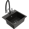 Mexen Milo single-bowl granite sink with Duo kitchen faucet, black/gold metallic - 6505-75-671701-07-B