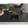 Mexen Milo granite kitchen sink 1-bowl with Duo kitchen faucet, black/gold metallic - 6505-75-671701-57-G