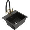 Mexen Milo 1-bowl Granite Sink with Duo Kitchen Faucet, Black/Gold Metallic - 6505-75-671701-57-B