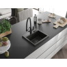Mexen Milo granite single-bowl sink with Duo kitchen faucet, black/golden metallic - 6505-75-671701-70-B