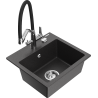 Mexen Milo 1-compartment granite sink with a kitchen mixer tap Duo, Spotted black - 6505-76-671701-07