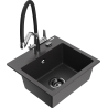 Mexen Milo 1-bowl granite sink with Duo kitchen faucet, black speckled - 6505-76-671701-07-B