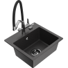 Mexen Milo 1-bowl granite sink with Duo kitchen faucet, speckled black - 6505-76-671701-07-B