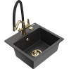 Mexen Milo granite kitchen sink 1-bowl with Duo kitchen faucet, black speckled - 6505-76-671701-57-G