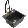 Mexen Milo granite sink 1-bowl with kitchen tap Duo, black speckled - 6505-76-671701-57-G