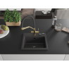 Mexen Milo granite kitchen sink single-bowl with Duo faucet, speckled black - 6505-76-671701-57-B
