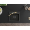 Mexen Milo granite kitchen sink single-bowl with Duo faucet, speckled black - 6505-76-671701-57-B