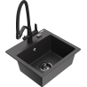 Mexen Milo 1-compartment granite sink with a kitchen mixer tap Duo, Spotted black - 6505-76-671701-70-B