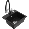 Mexen Milo 1-bowl granite sink with kitchen faucet Duo, black - 6505-77-671701-07