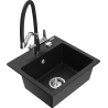 Mexen Milo granite kitchen sink 1-bowl with Duo kitchen faucet, black - 6505-77-671701-07