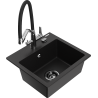 Mexen Milo granite sink 1-bowl with Duo kitchen mixer, black - 6505-77-671701-07-B