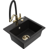 Mexen Milo granite kitchen sink 1-chamber with Duo kitchen faucet, black - 6505-77-671701-57-G