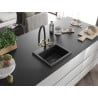 Mexen Milo granite kitchen sink 1-bowl with Duo kitchen faucet, black - 6505-77-671701-57-B