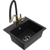 Mexen Milo granite kitchen sink 1-bowl with Duo kitchen faucet, black - 6505-77-671701-57-B