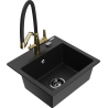 Mexen Milo granite kitchen sink 1-bowl with Duo kitchen tap, black - 6505-77-671701-57-B