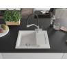 Mexen Enzo granite sink 1-bowl with drainer and Duo kitchen faucet, white - 6506-20-671701-07