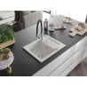 Mexen Enzo granite sink 1-bowl with drainer and Duo kitchen faucet, white - 6506-20-671701-07