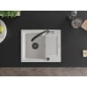 Mexen Enzo 1-bowl granite kitchen sink with drainer and Duo kitchen tap, white - 6506-20-671701-07-B